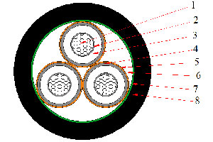 NA2XSEY Three Core Cable (AL/XLPE/CTS/PVC) 